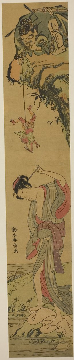 Rakastunut Shoki, noin 1768 (värillinen puupiirros, hashira-e) tekijältä Suzuki Harunobu