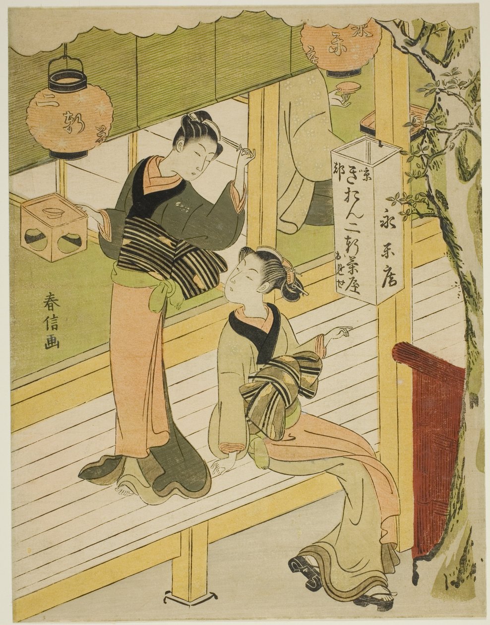 Eiraku-an teehuone Kiotossa tekijältä Suzuki Harunobu