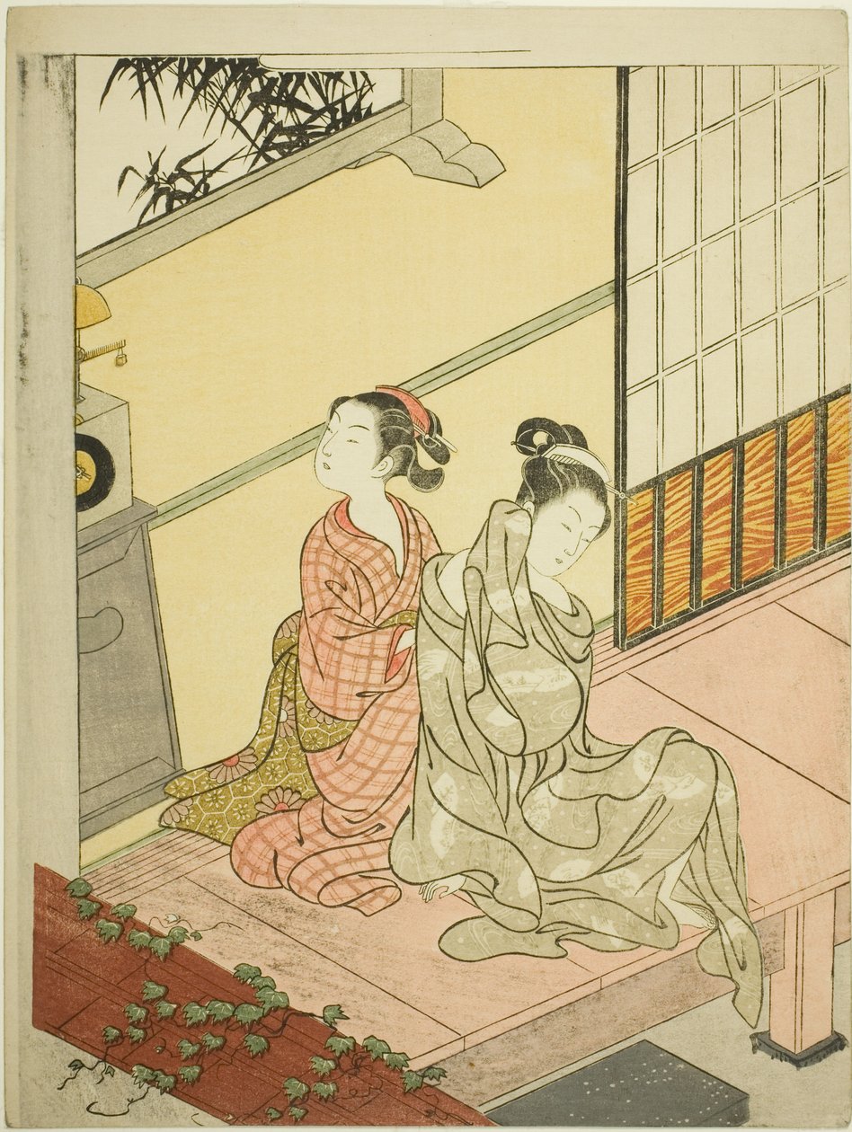 Kellon iltakello (Tokei no bansho), sarjasta "Kahdeksan näkymää salista (Zashiki hakkei)" tekijältä Suzuki Harunobu