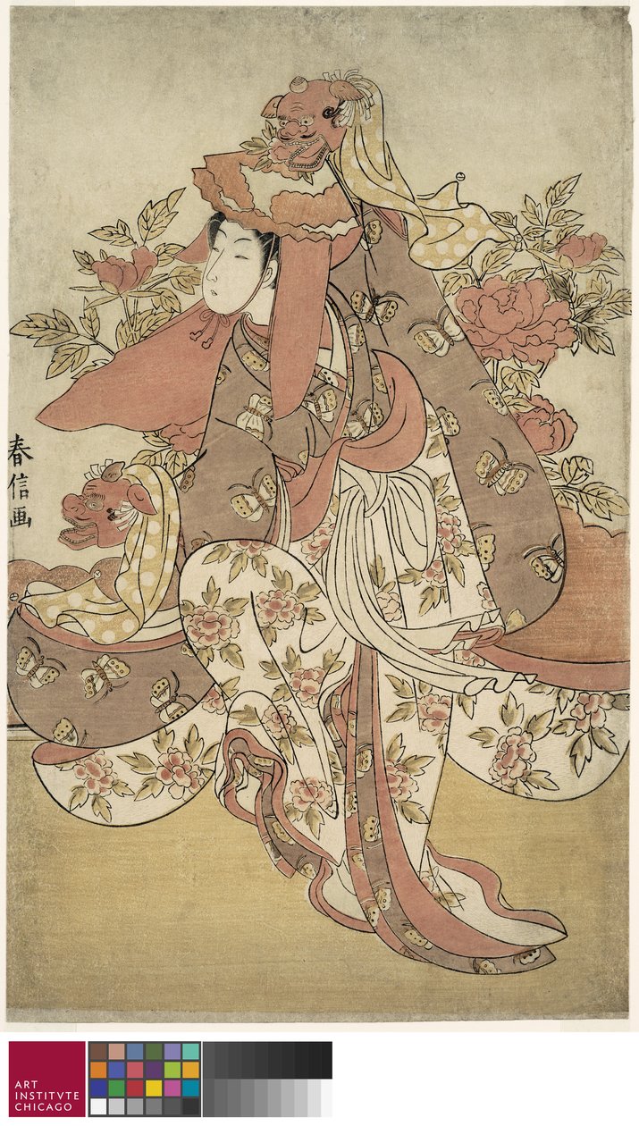 Leijonatanssi, n. 1769-70 tekijältä Suzuki Harunobu