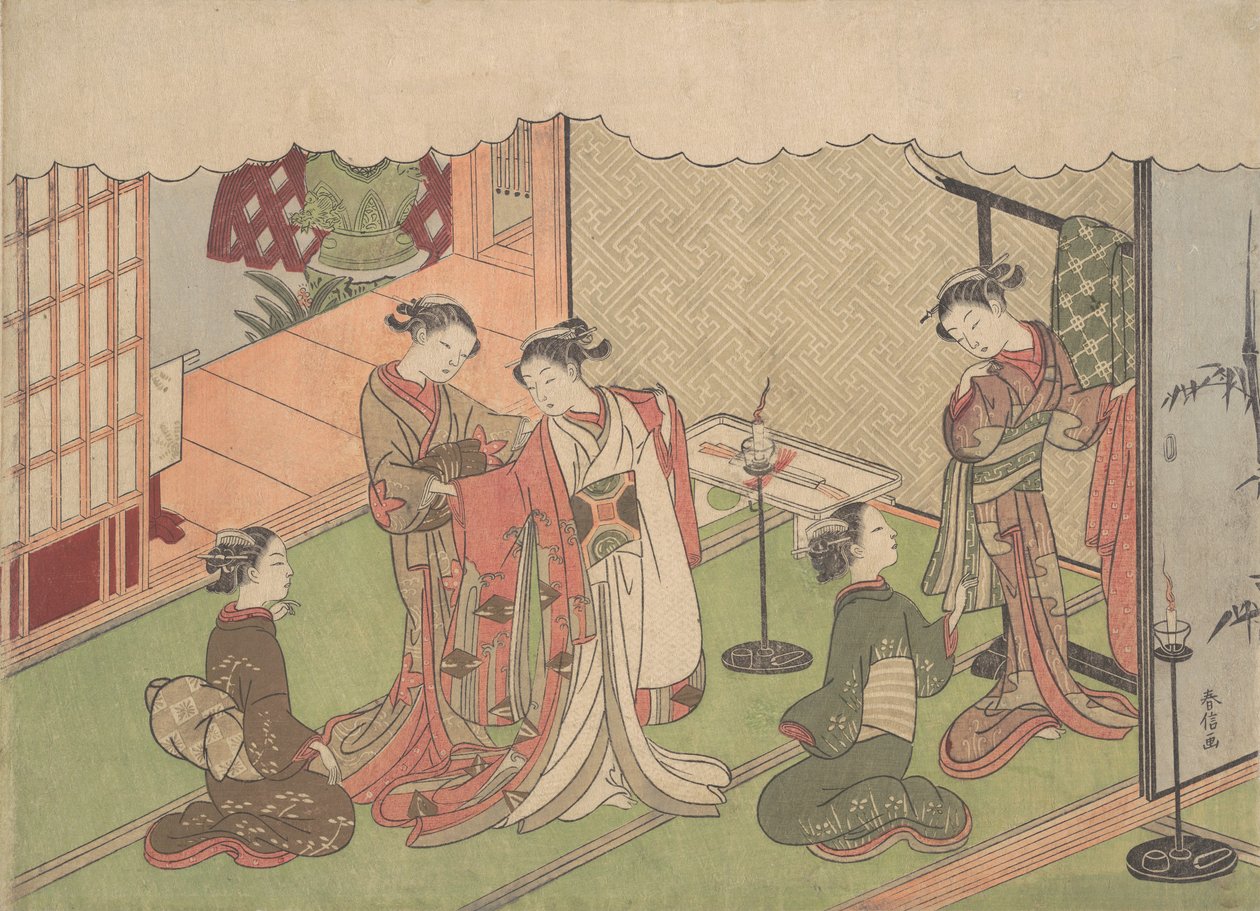 Avioliittoseremonia, luultavasti 1768., luultavasti 1768. tekijältä Suzuki Harunobu