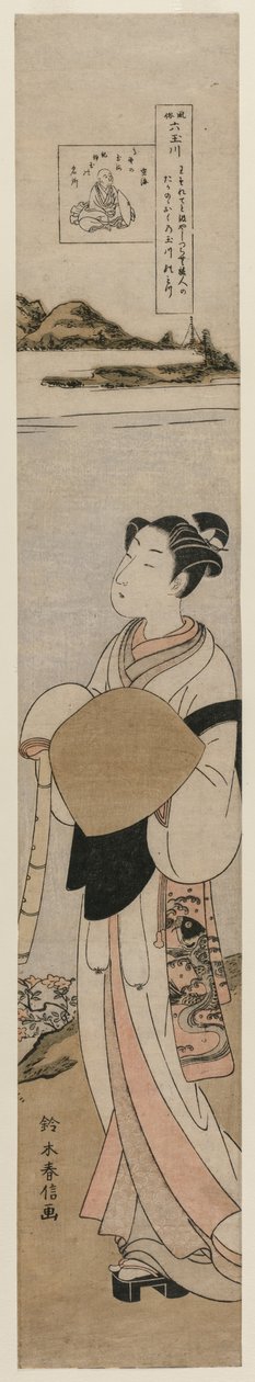 Pappi Kukai Tama-joen rannalla Koya-vuorella..., 1760-luvun lopulla. tekijältä Suzuki Harunobu