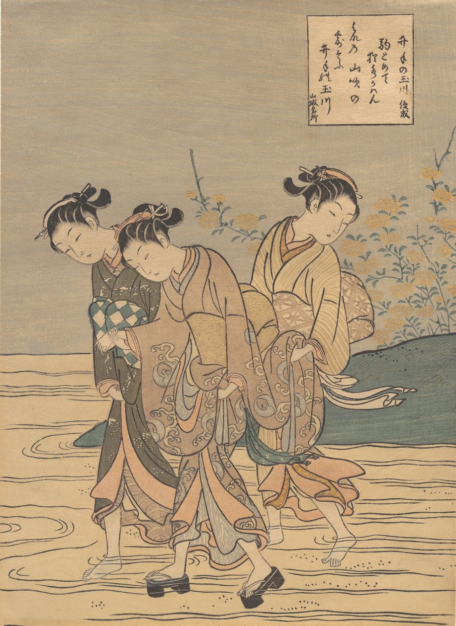Tama-joki Idessa, Yamashiron maakunnassa, luultavasti 1766, luultavasti 1766. tekijältä Suzuki Harunobu