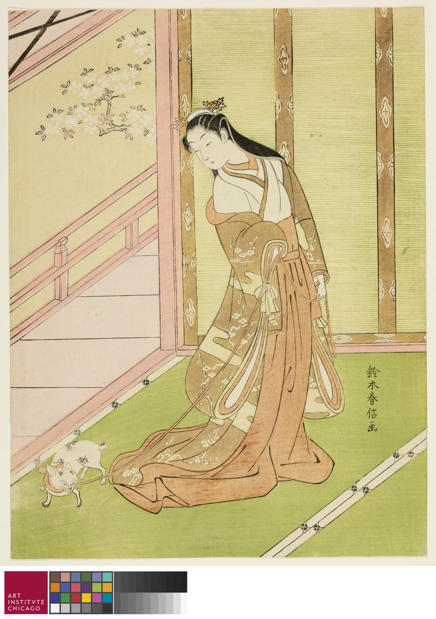 Kolmas prinsessa ja hänen lemmikkikissansa, n. 1767/68 tekijältä Suzuki Harunobu