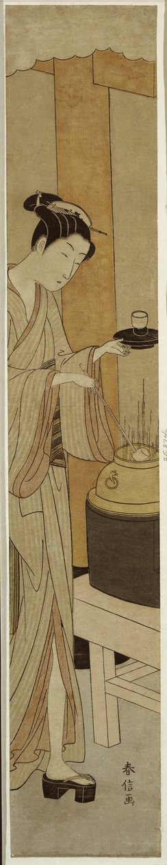 Kagiya-teehuoneen tarjoilija Osen, n. 1769-1770 tekijältä Suzuki Harunobu