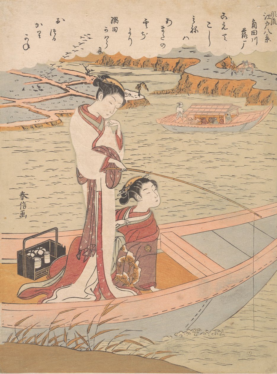 Villihanhet lentävät alas Sumida-joella, n. 1769, n. 1769. tekijältä Suzuki Harunobu