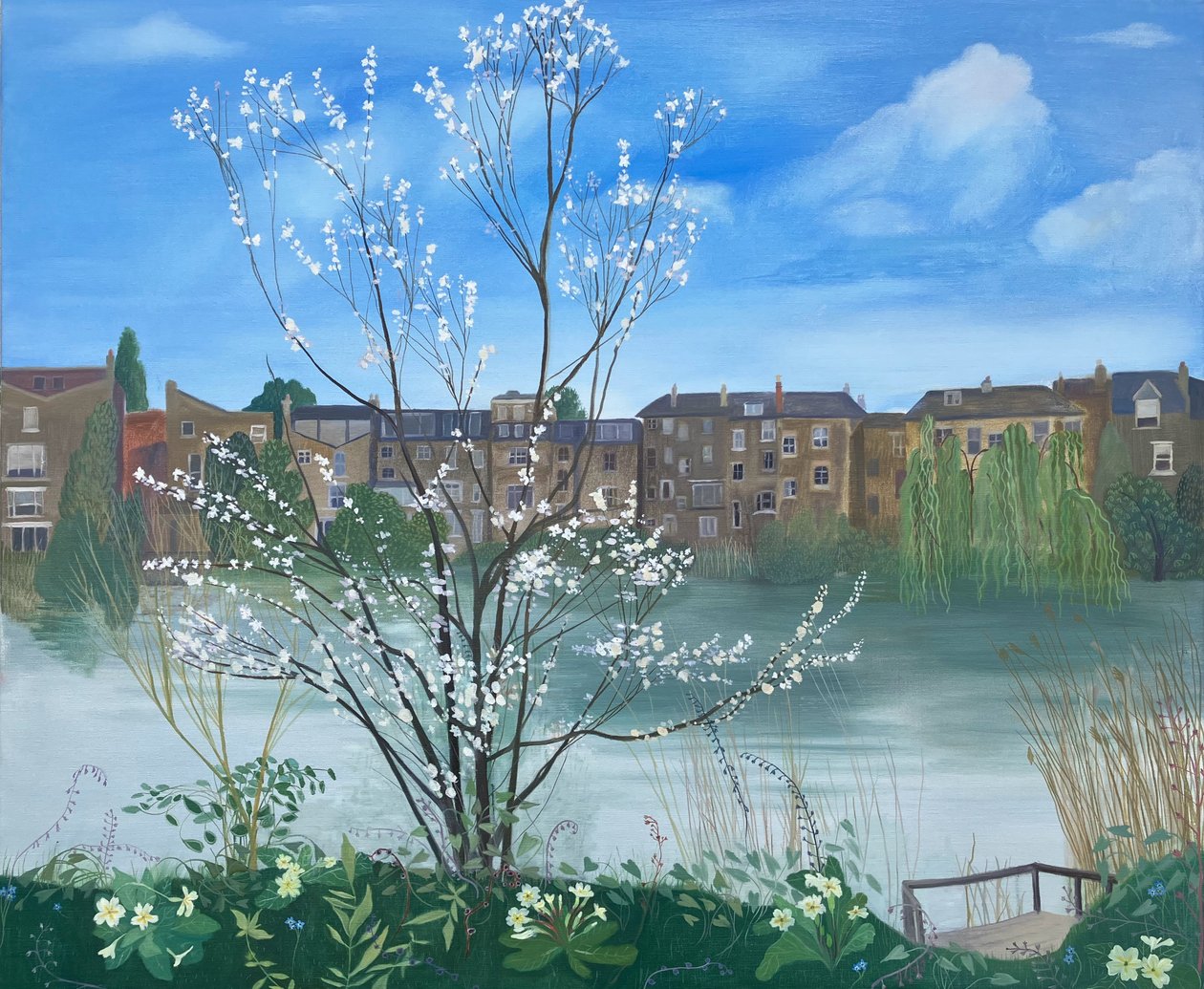 Pond No 1, Hampstead Heath, 2025 (öljy pellavalle) tekijältä Suzy Fasht