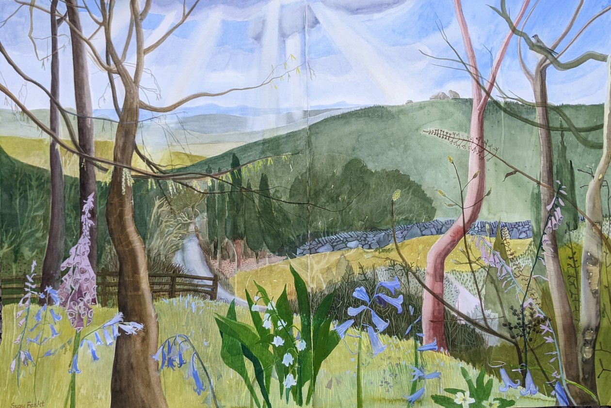 This Green and Pleasant Land, Dartmoor, 2022 (akvarelli paperille) tekijältä Suzy Fasht