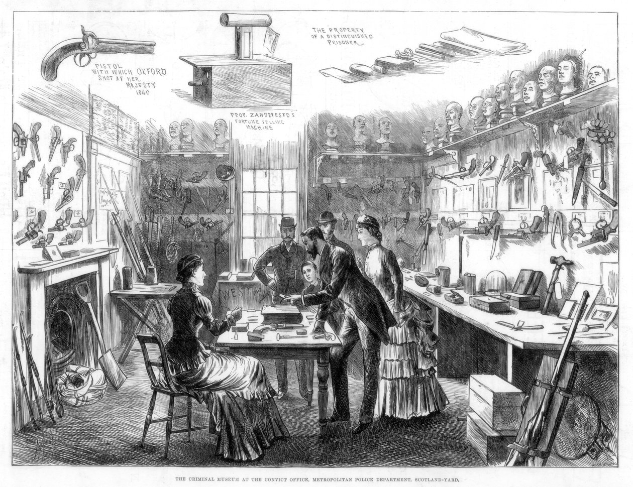 Criminal Museum at the Convict Office, Metropolitan Police Department, Lontoo, 1883. tekijältä Swain