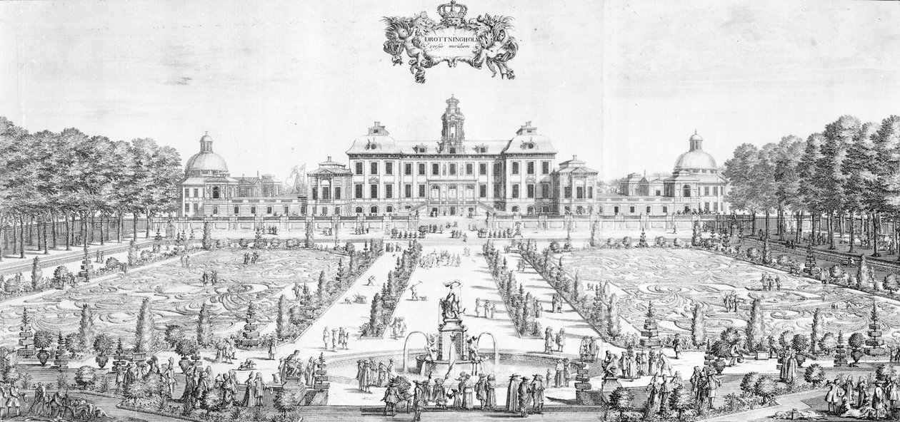 Näkymä Drottningholmin linnalle, 1692 tekijältä Swedish School