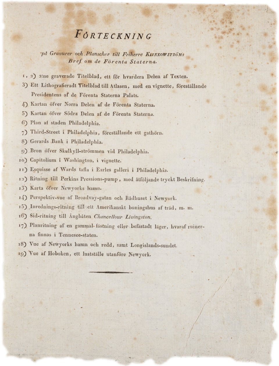 Luettelo kuvista Yhdysvaltain Klinckowstroms Atlasista, 1824 (tulostus) tekijältä Swedish School