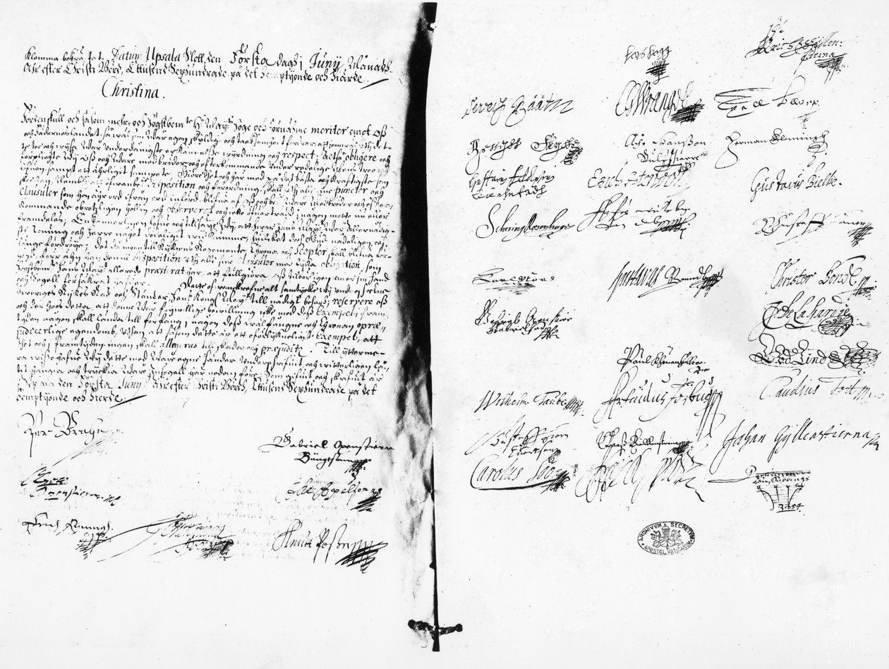 Ruotsin kuningattaren Christinan luopumisilmoitus, 1654 (kirjoitus) tekijältä Swedish School