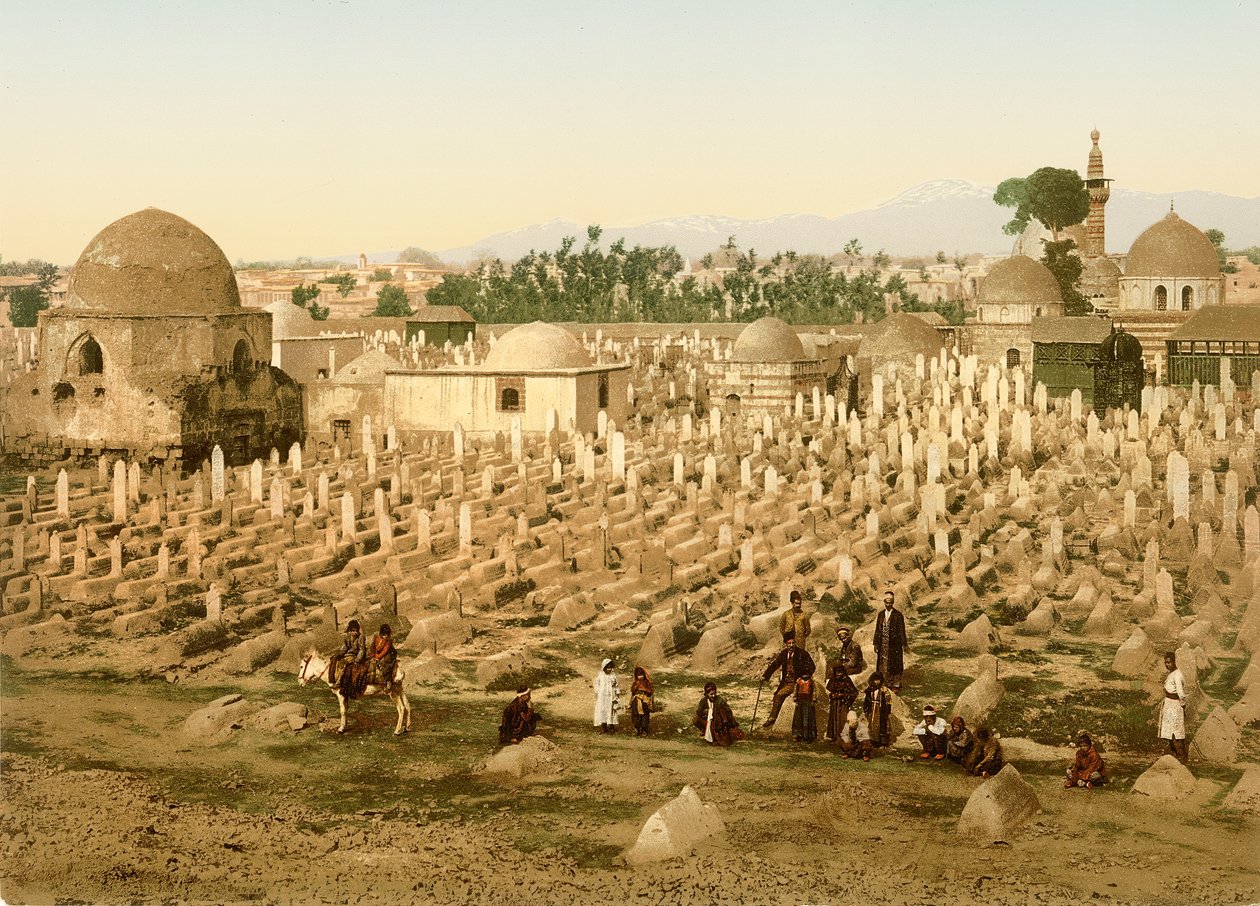 Meidanin hautausmaa, Damaskos, n. 1880-1900 (fotokromi) tekijältä Swiss Photographer