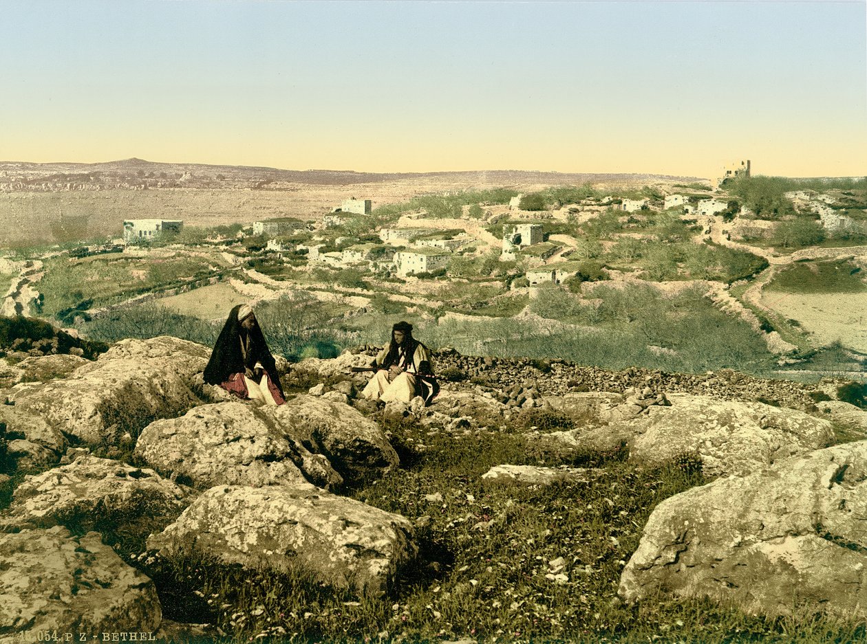 Yleiskuva Beitinistä (Bethel), n. 1880-1900 (fotokromi) tekijältä Swiss Photographer