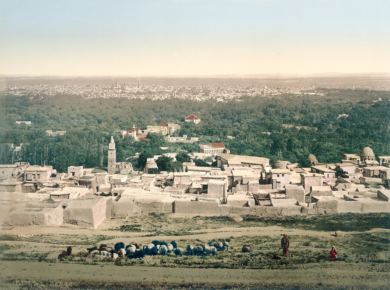 Yleiskuva Damaskuksesta, n. 1880-1900 (valokuva) tekijältä Swiss Photographer