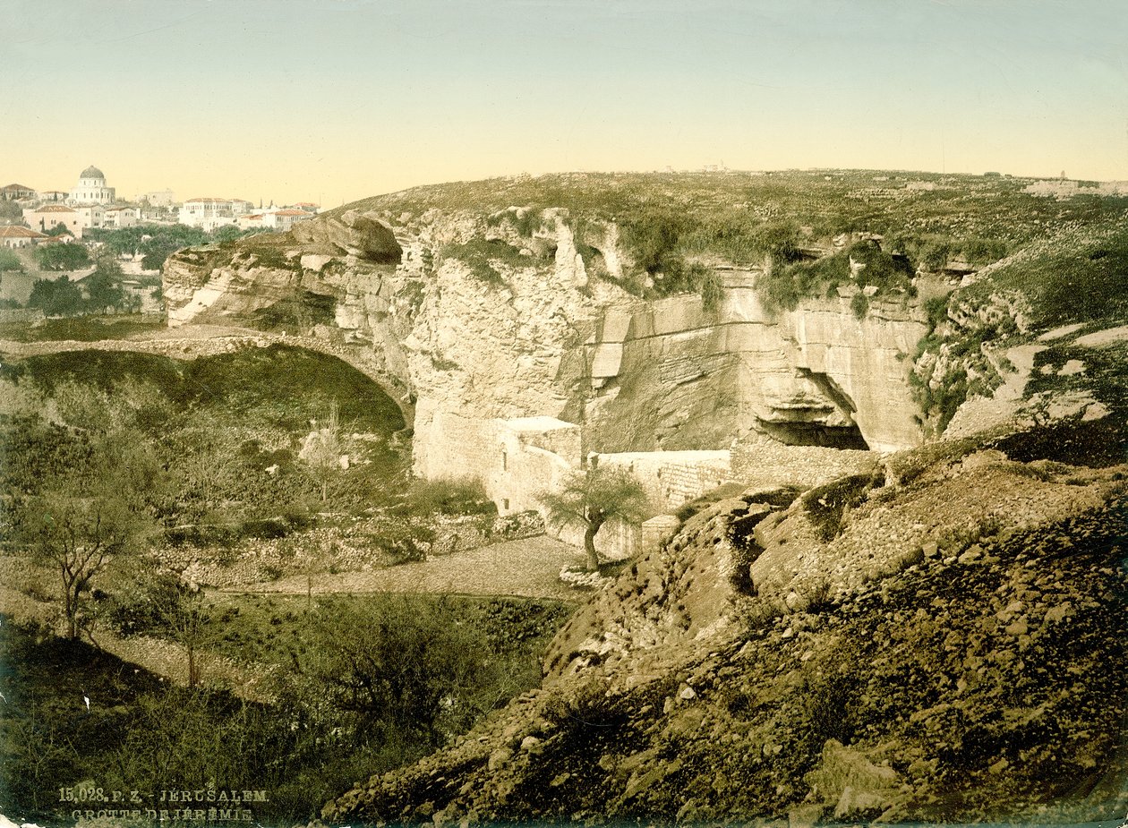 Jeremiahs Grotto, Jerusalem, n. 1880-1900 (valokuva) tekijältä Swiss Photographer