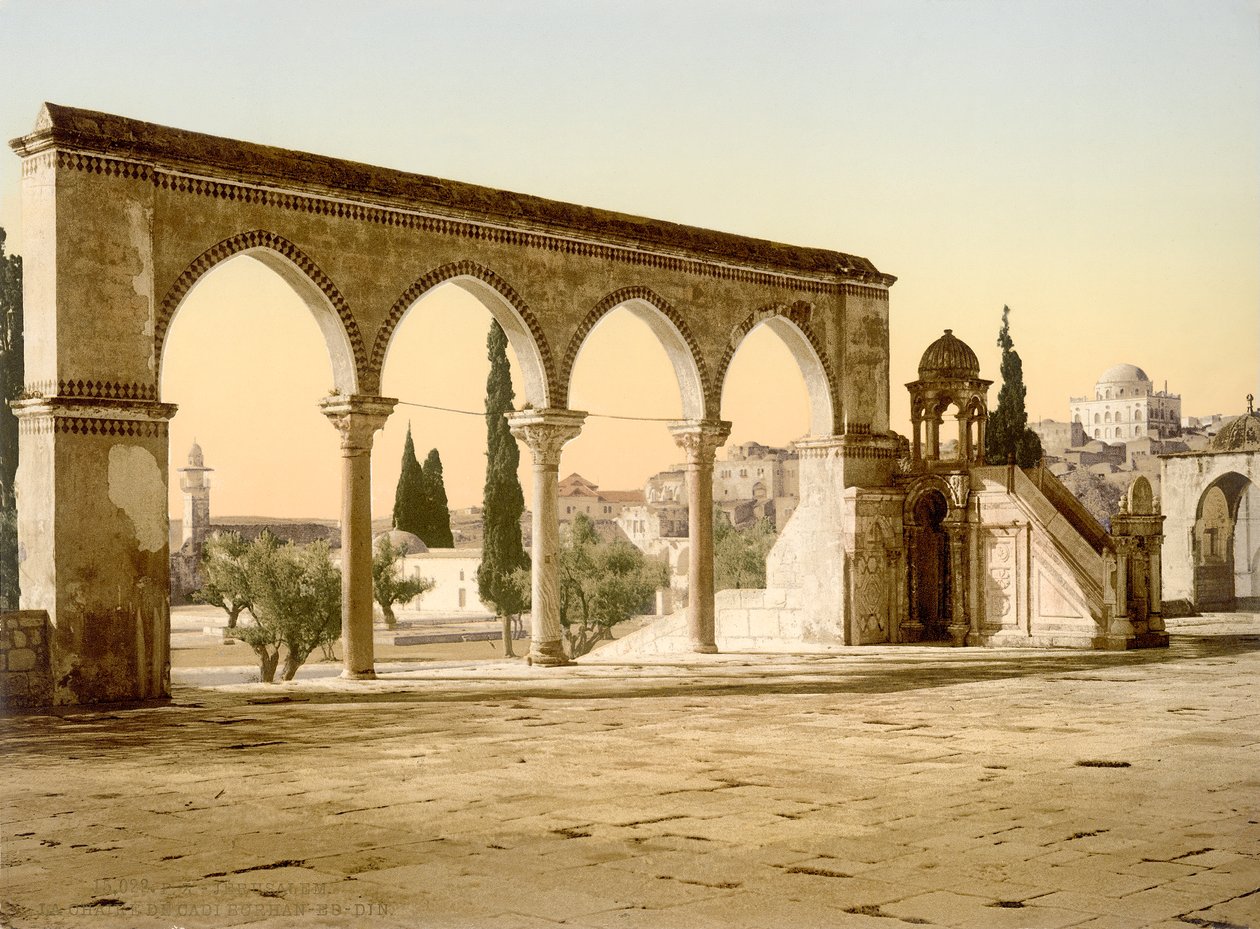 Temppelivuori - Esplanade of the Dome of the Rock, Jerusalem, n. 1880-1900 (valokuva) tekijältä Swiss Photographer