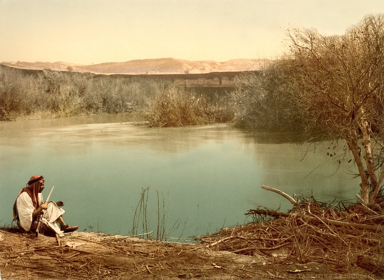 Jordanjoki itään kohti Transjordania, n. 1880-1900 (valokuva) tekijältä Swiss Photographer
