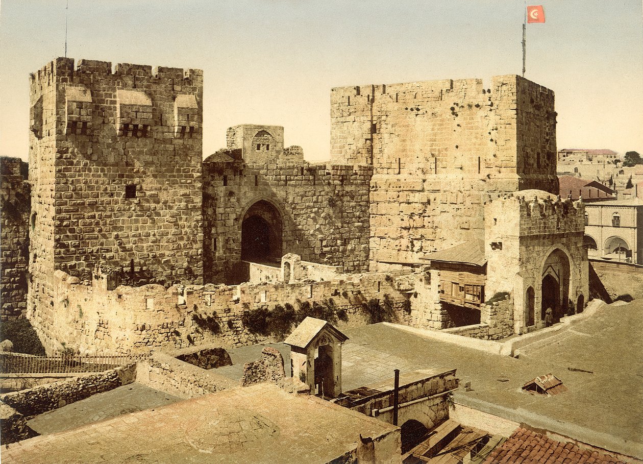 Näkymä Citadelin sisäänkäynnistä, Jerusalem, n. 1880-1900 (valokuva) tekijältä Swiss Photographer