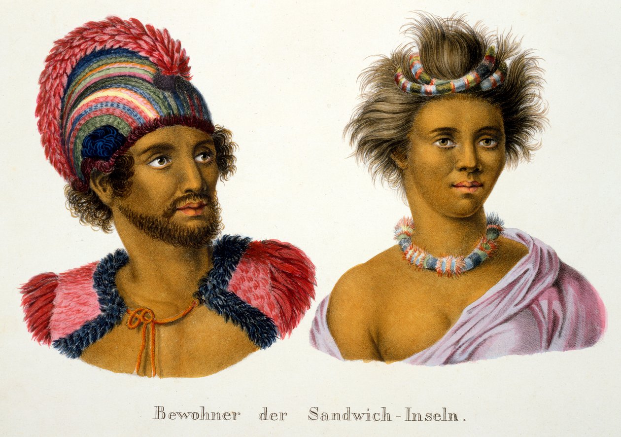 Tyynenmeren Sandwichsaarten alkuperäisasukkaat, C.I. Brodtmann, 1824 tekijältä Swiss School
