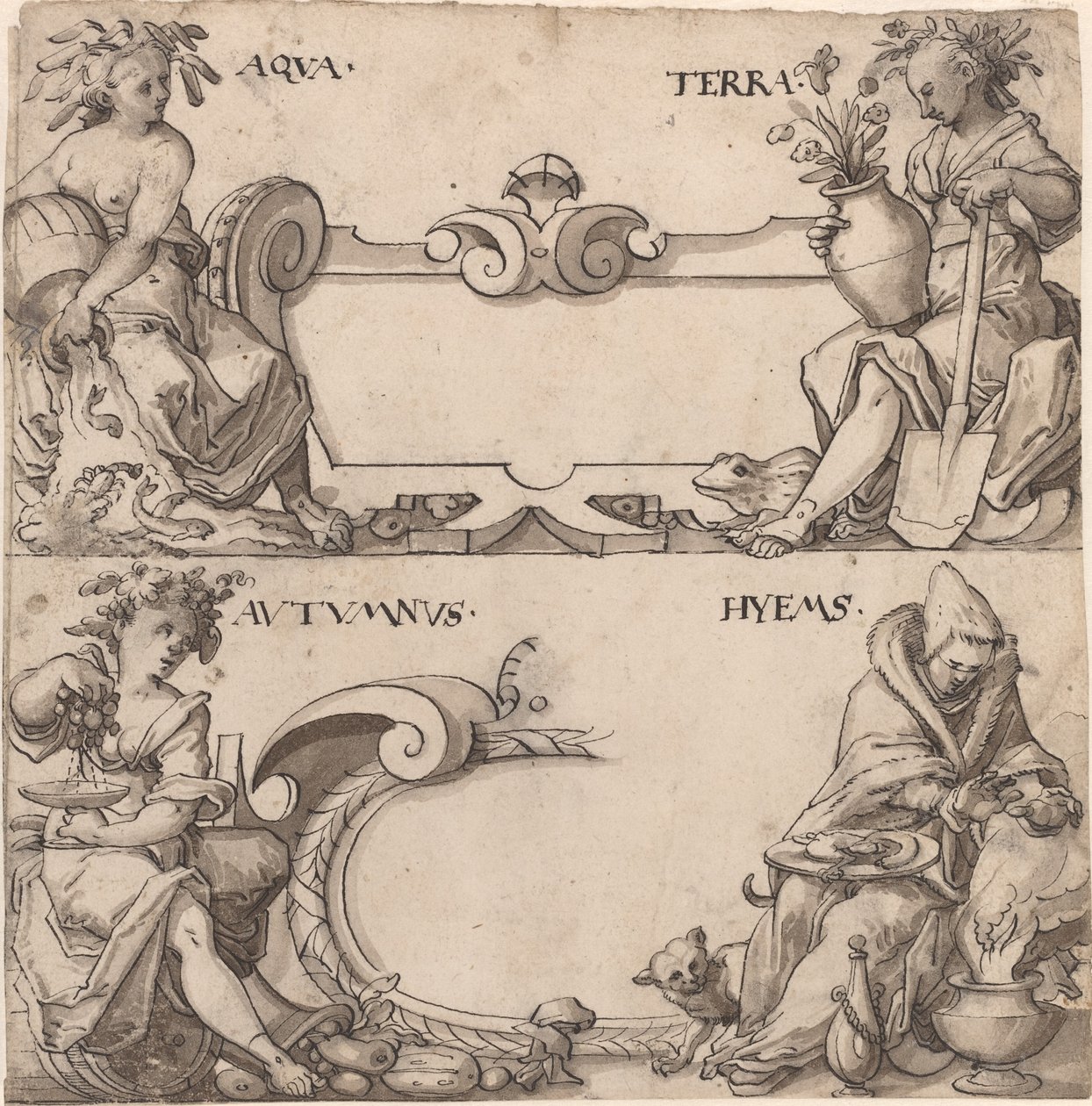 Vesi ja maa/Syksy ja Talvi tekijältä Swiss 16th Century