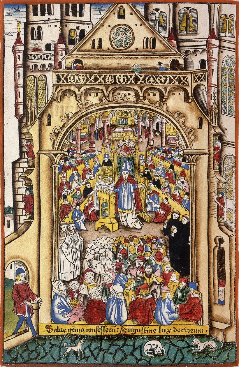 Pyhän Augustinuksen saarna, n. 1494-1495 tekijältä Swiss School