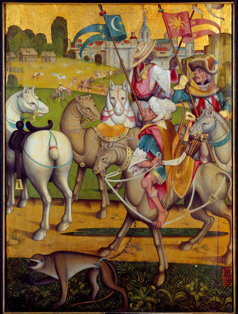 The Riding of the Magi Kings -maalaus Sveitsin koulusta. 1460 noin Dijon, Kuvataidemuseo tekijältä Swiss School