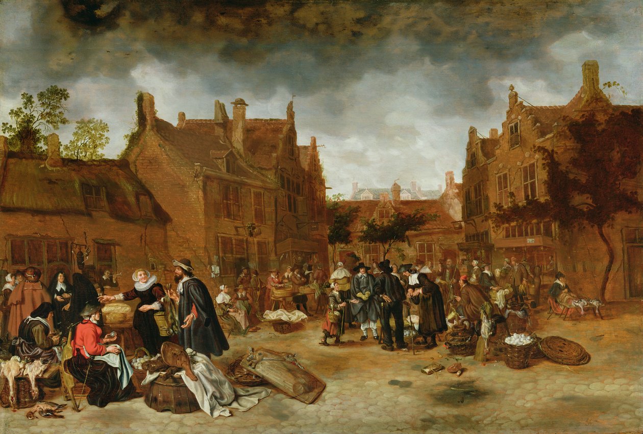Markkinapaikka talvella, 1653 tekijältä Sybrandt van Beest