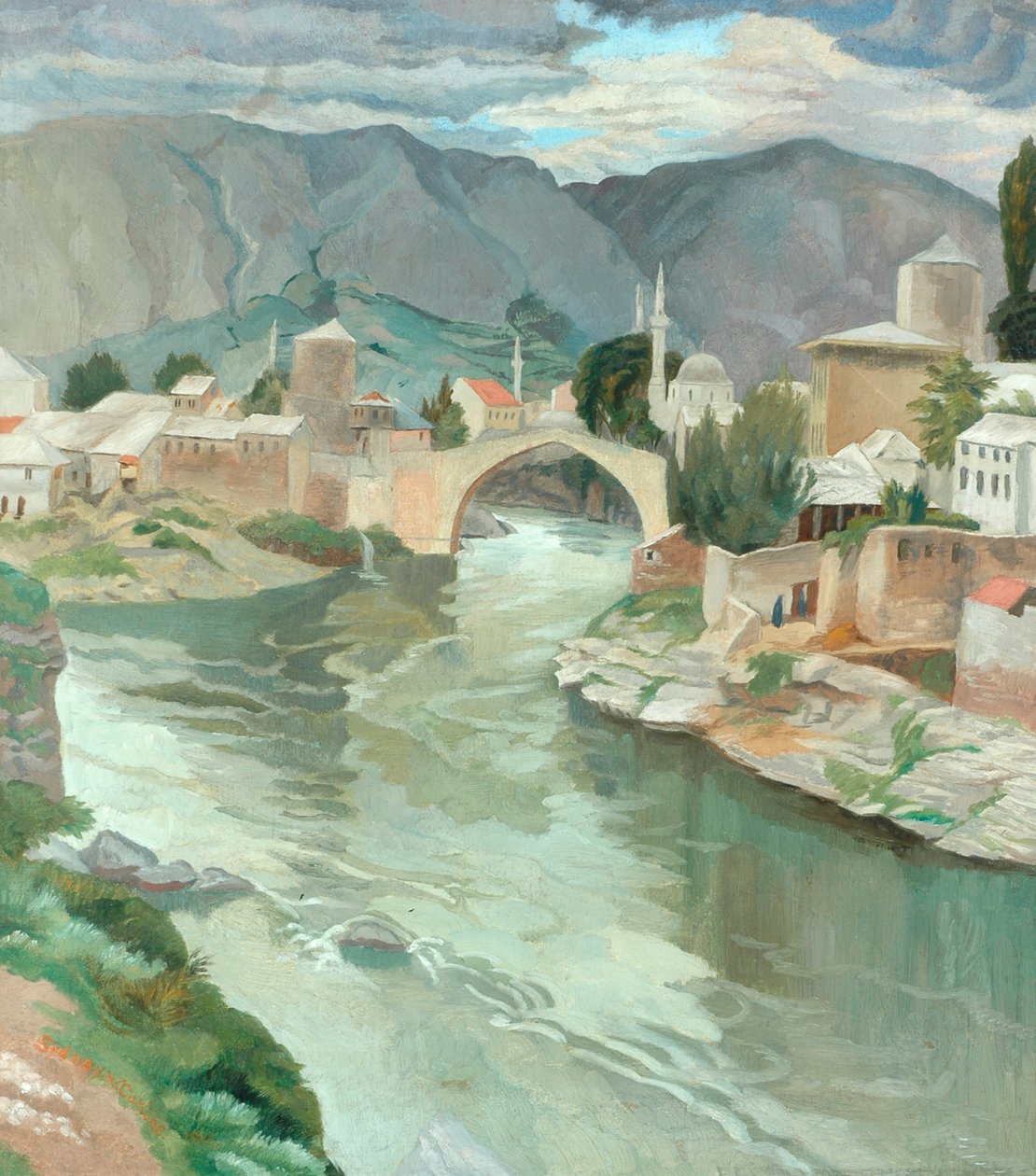 Mostar, Hertsegovina, 1922 tekijältä Sydney Carline
