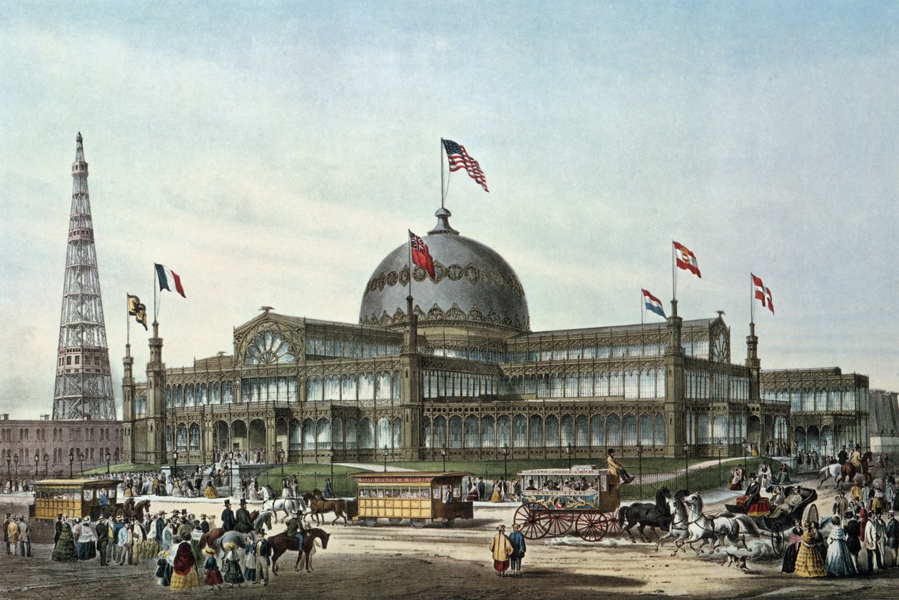 New York Crystal Palace, rakennettu maailmannäyttelyä varten vuonna 1853 tekijältä Sydney Currie