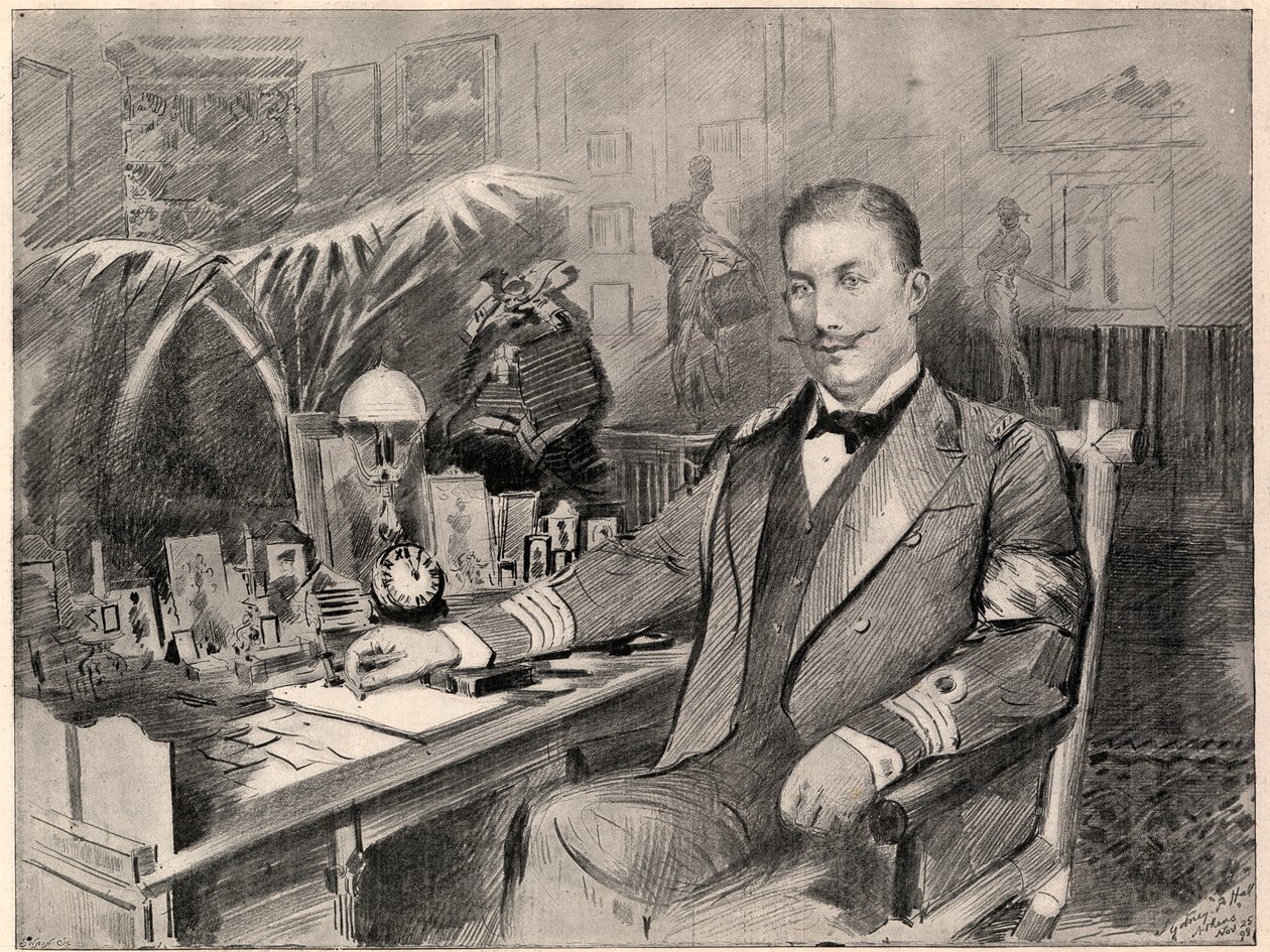 Kreikan ja Tanskan prinssi George, Kreetan korkea komissaari, kotonaan Ateenassa, 1898. tekijältä Sydney Prior Hall