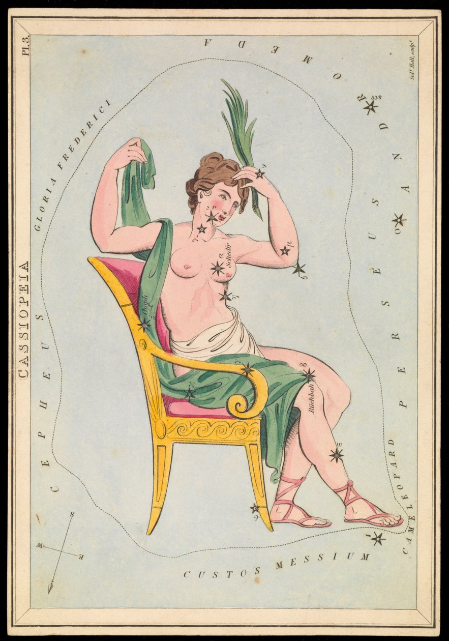 Kassiopeia, n.1825 (kortti, paperi, kudos ) tekijältä Sydney Hall
