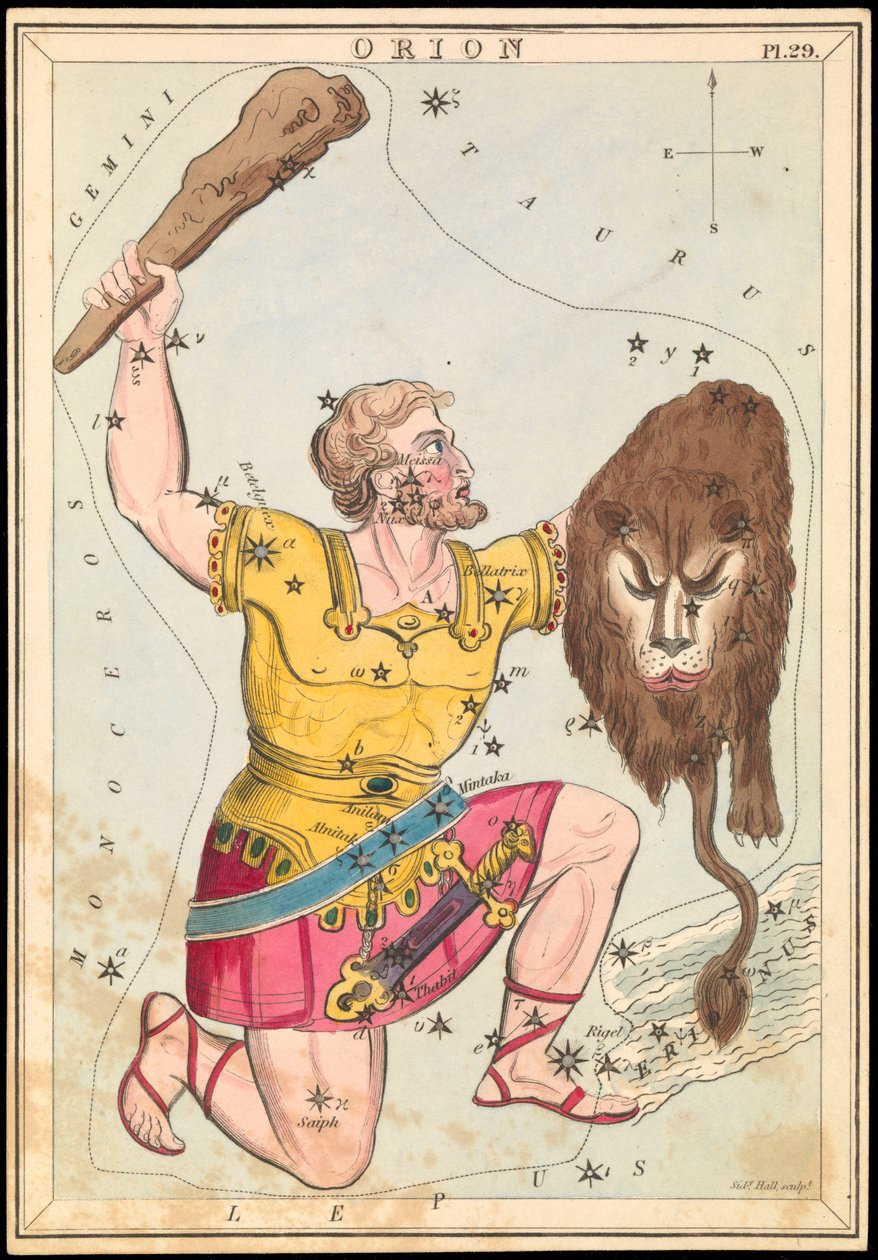 Orion, n.1825 (kortti, paperi, kudos) tekijältä Sydney Hall