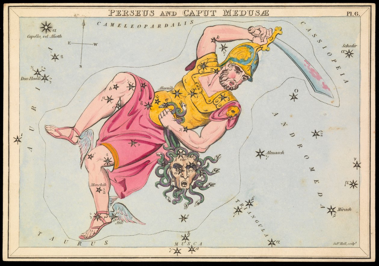 Perseus ja Caput Medusae, n.1825 (kortti, paperi, kudos ) tekijältä Sydney Hall