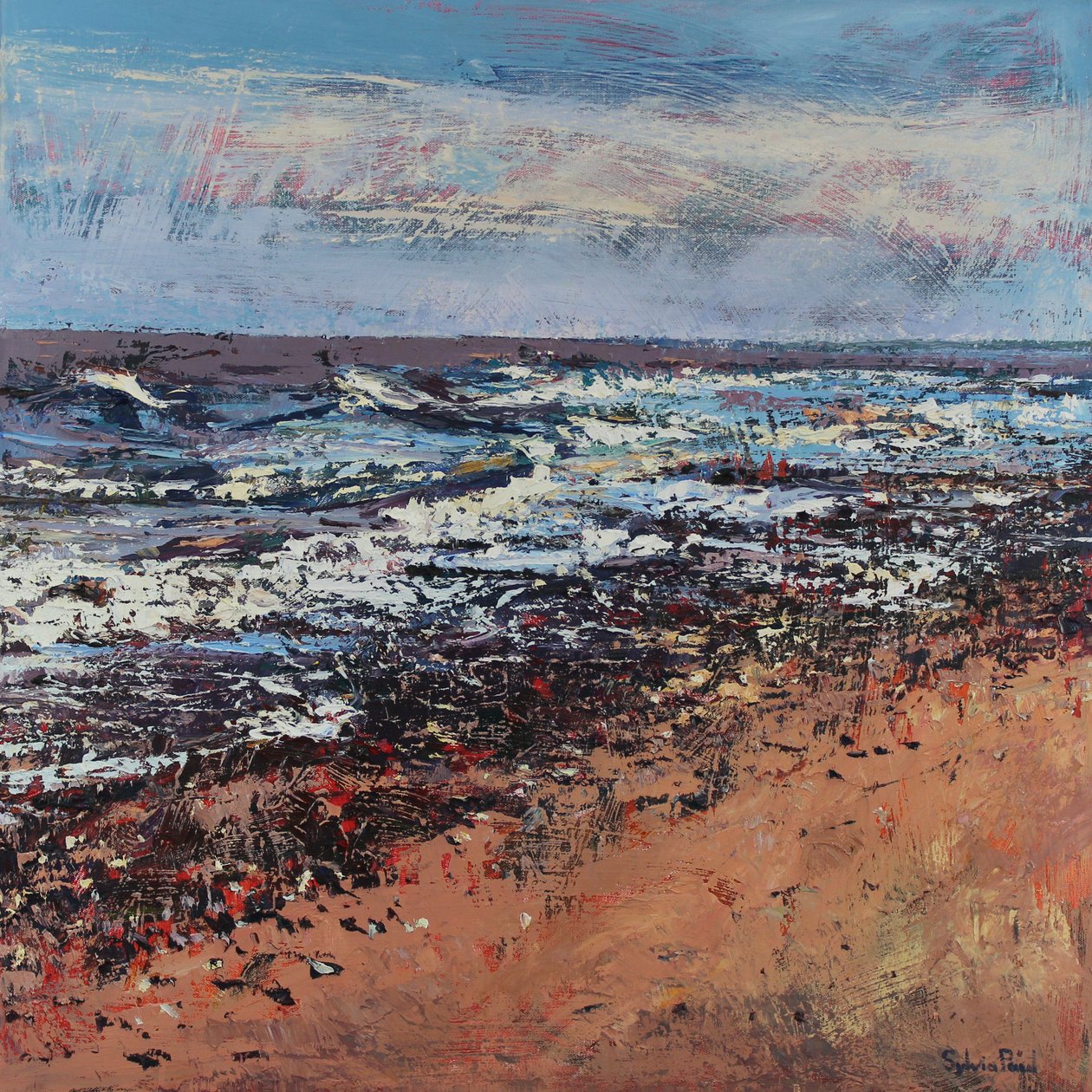 Shingle Shoreline, 2021 (öljy kankaalle) tekijältä Sylvia Paul