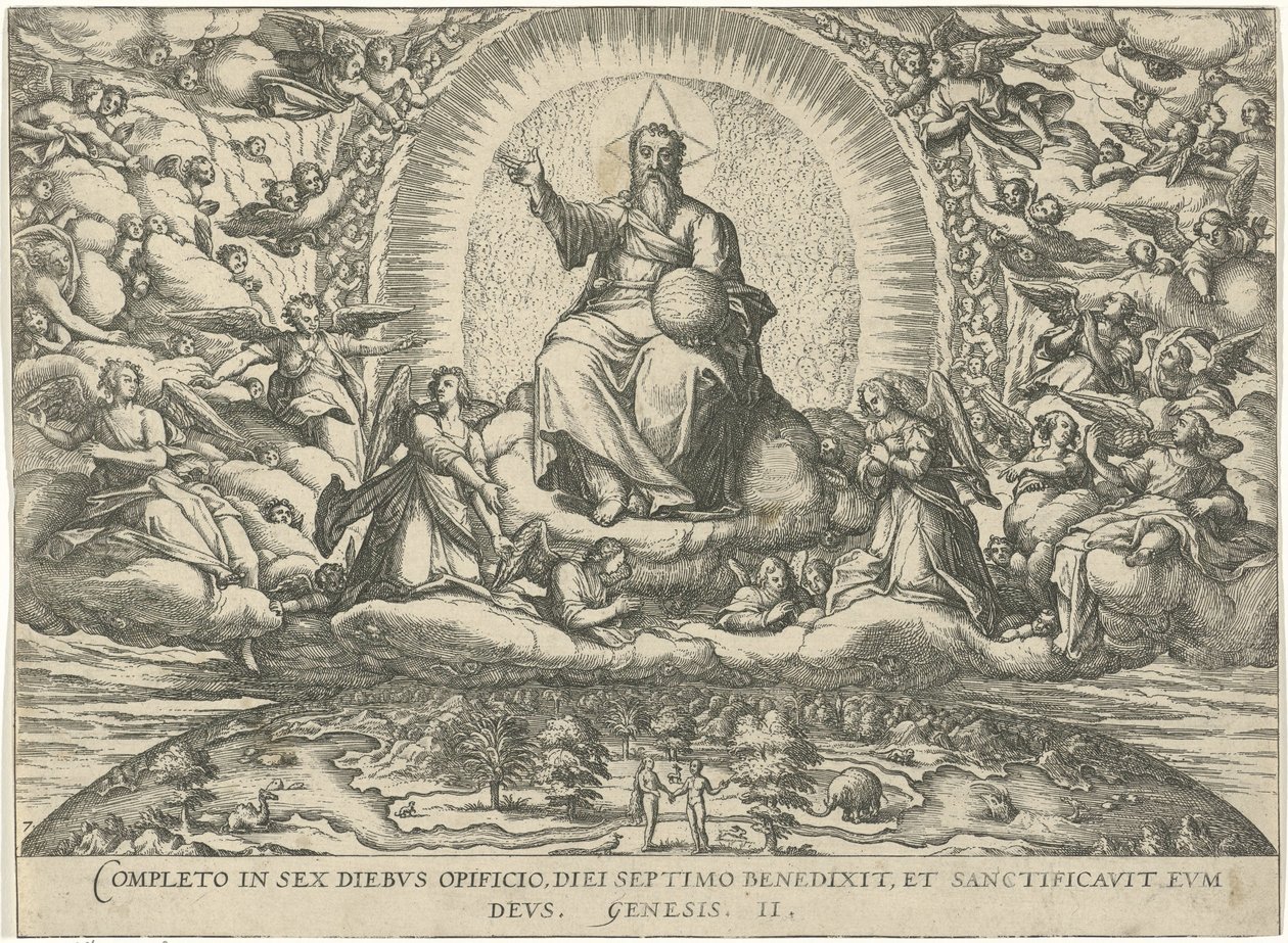 God rust op de zevende dag Figuurit ja kuvat kirjoista (sarjan nimi) tekijältä Symon Novelanus (attributed to)
