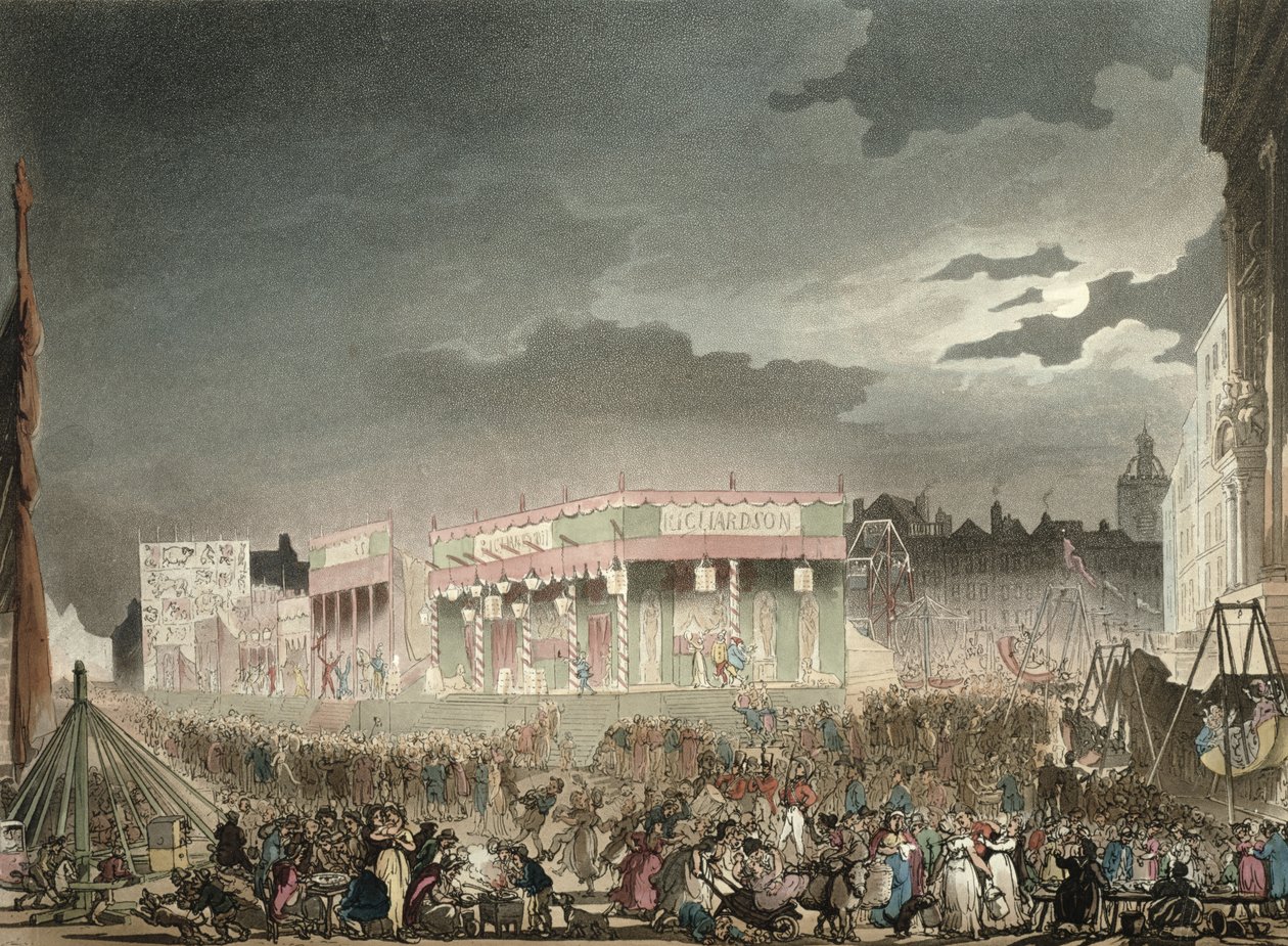 Bartholomew Fair, Ackermannin "Microcosm of London" Vol II tekijältä Pugin and Rowlandson