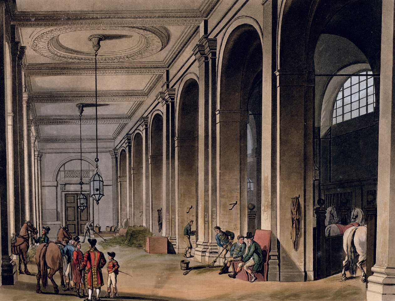 Kings Mews, Charing Cross Ackermannin "Microcosm of Londonista" tekijältä Pugin and Rowlandson