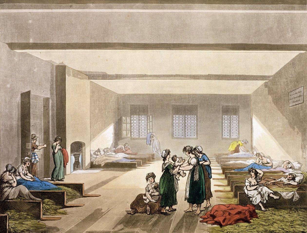 Pass-Room, Bridewell, Ackermannin "Microcosm of London" tekijältä Pugin and Rowlandson