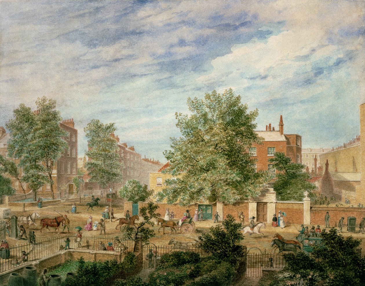 Marylebone Road risteyksessä Lisson Groven kanssa, joka näyttää filologisen koulun kesällä 1849 tekijältä T. Paul Fisher