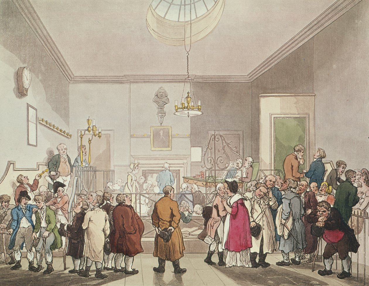 The Betting Post, 1700-luvun loppu (akvatinta) tekijältä T. and Pugin Rowlandson