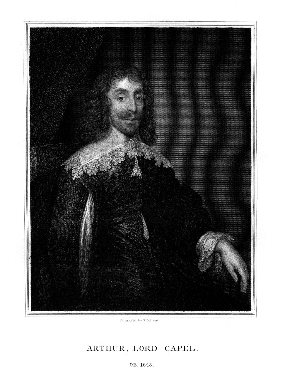 Arthur Capel, 1. Baron Capel, Englannin rojalisti, 1825. tekijältä T. A. Dean