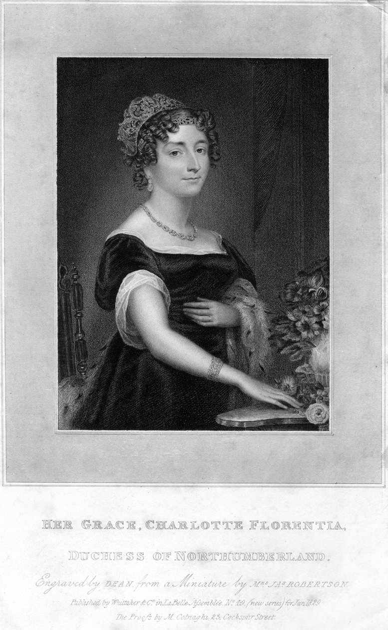 Hänen armonsa Charlotte Florentia, Northumberlandin herttuatar, 1829. tekijältä T. A. Dean