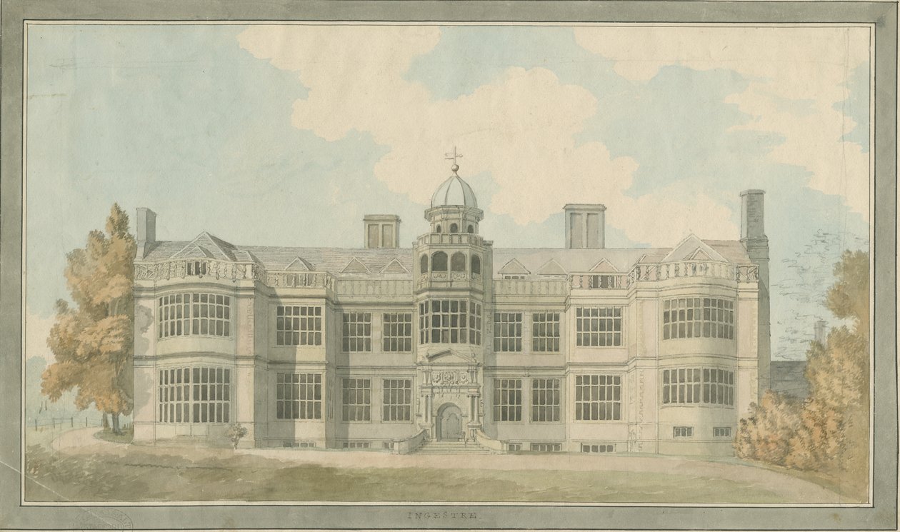Ingestre Hall: akvarellimaalaus, nd [1791] tekijältä T Carter