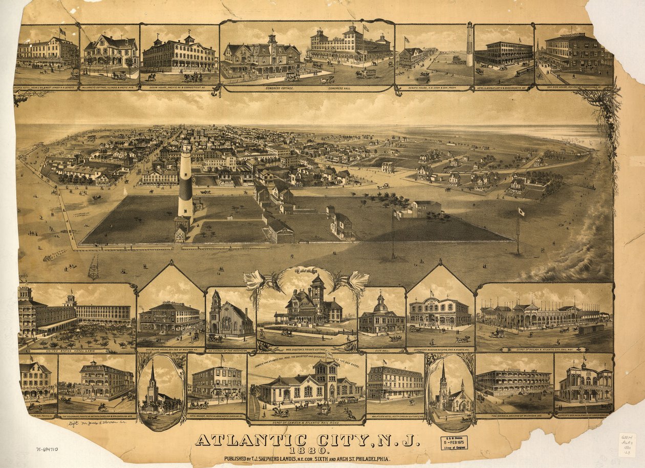 Atlantic City, N.J. 1880. LOC 75694710 tekijältä T. J. Shepherd Landis