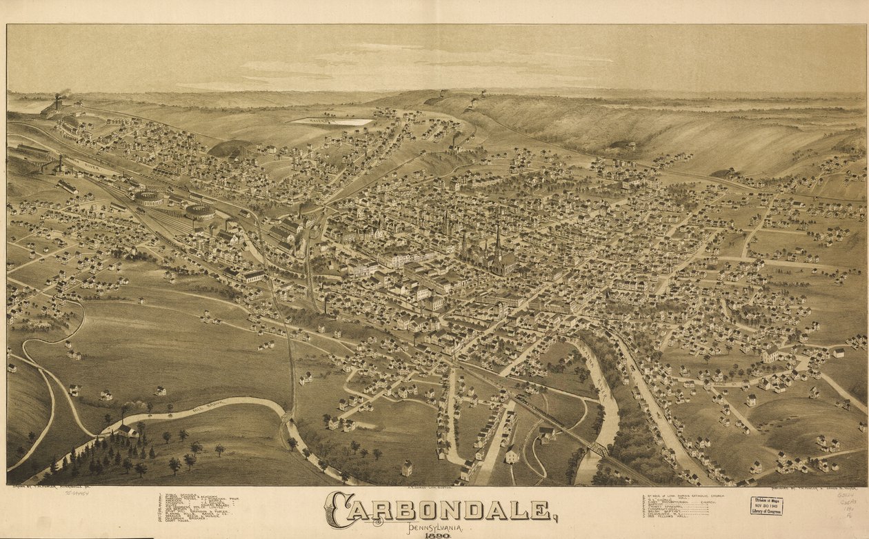 Carbondale, Pennsylvania, 1890. tekijältä T. M. Fowler