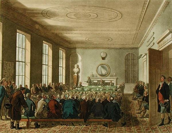Society of Agriculture, Ackermannin Lontoon mikrokosmoksesta, kaivertaja Joseph Constantine Stadler (1780-1812). tekijältä T. and Pugin A.C. (after) Rowlandson