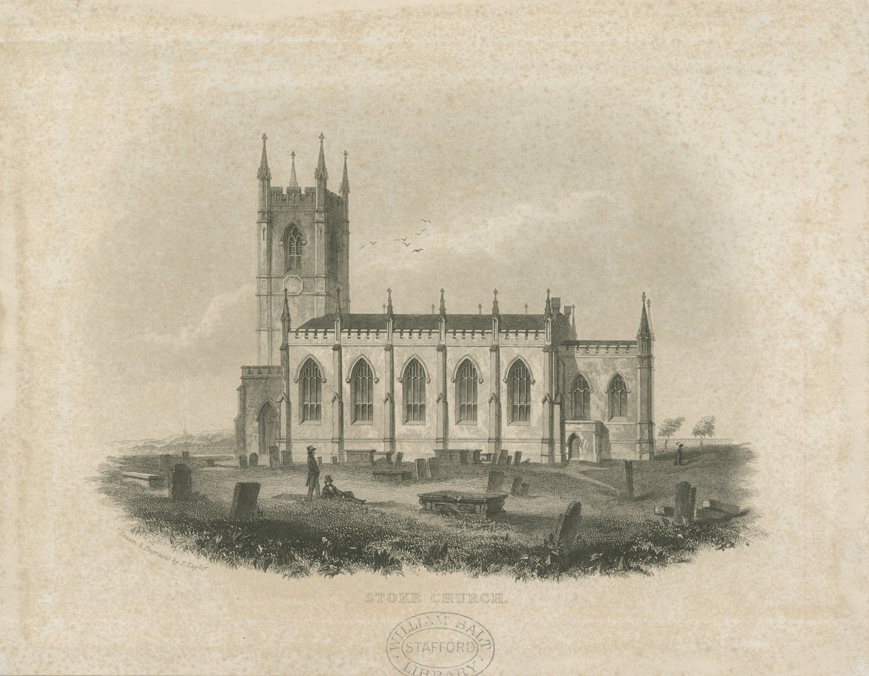 Stoke-upon-Trent Church [Uusi]: teräskaiverrus (vinjetit) ja [?1800-luvun puoliväli] (painettu) tekijältä T Taylor