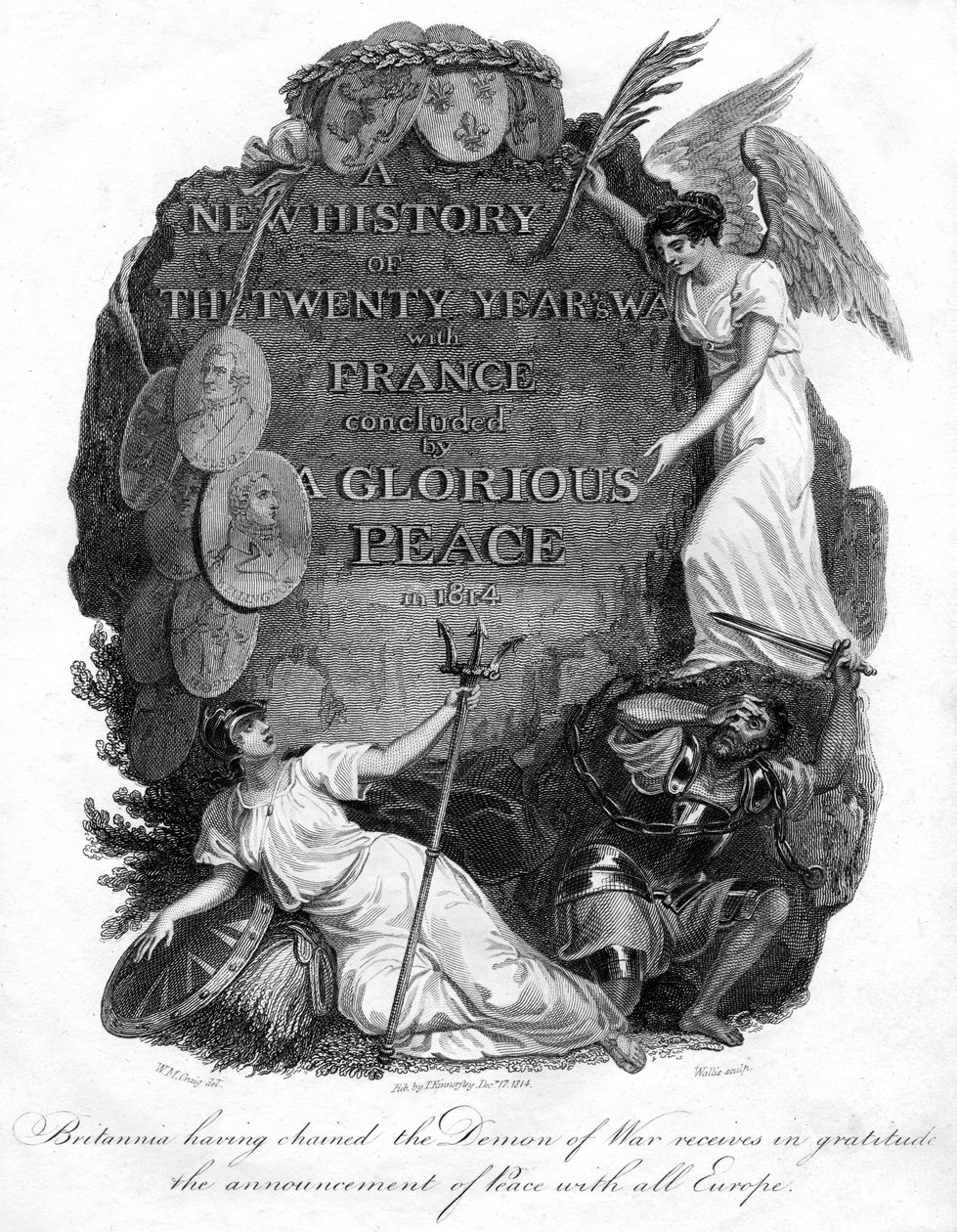Britannia kahlitettuaan sodan demonin, 1816. tekijältä T. Wallis