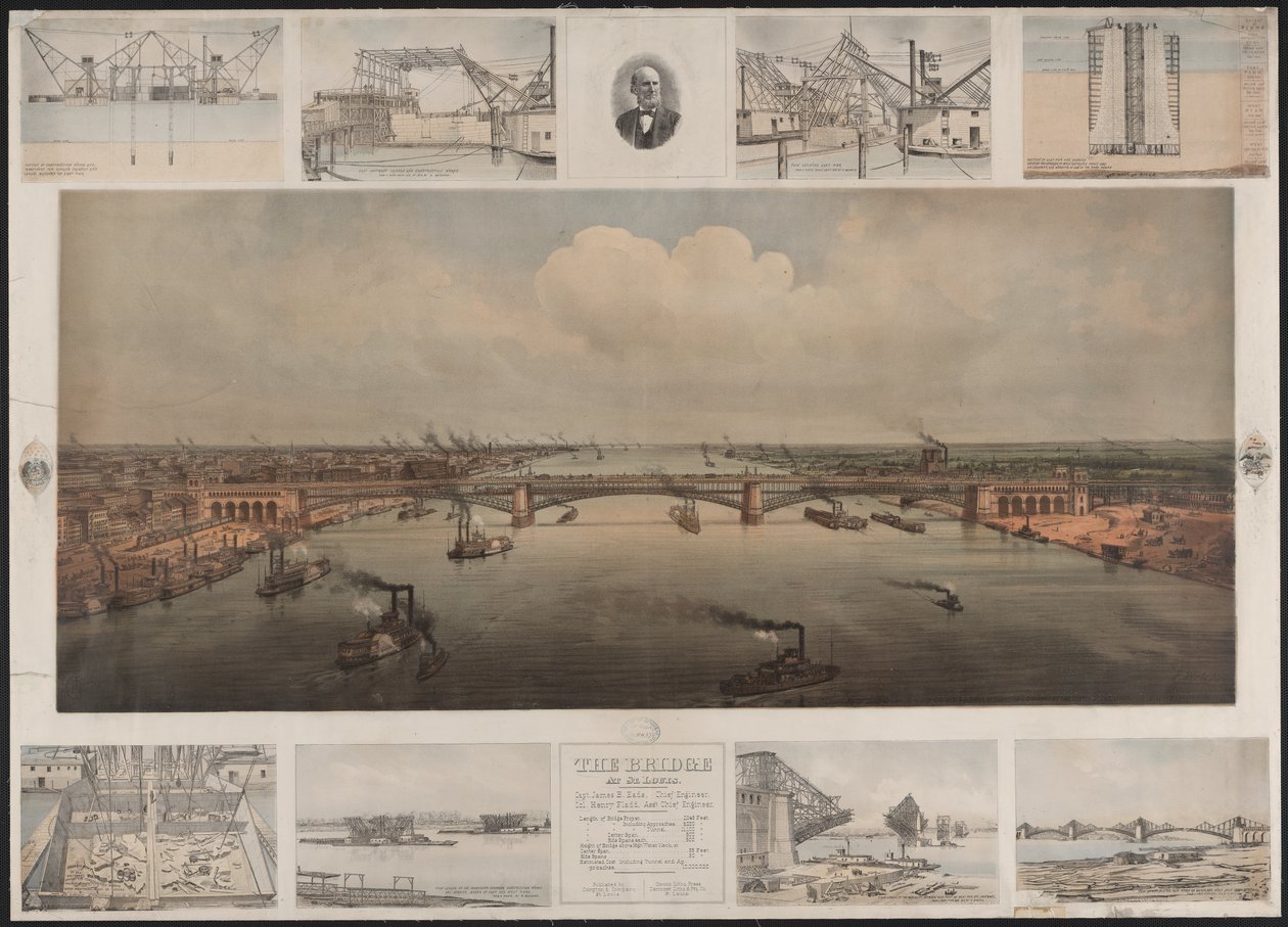 The Bridge at St Louis, n. 1874 (kromolitografia) tekijältä T. Welcker